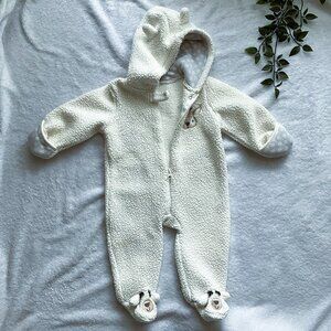 Baby Gear Cream Sherpa Bunting 6-9M | Deer Snowflake Cozy Suit VGUC